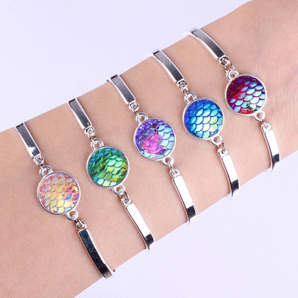 Mermaid Bracelet Bangle Fish Scale Bracelet Mermaid Jewelery Bracelet (Pink)