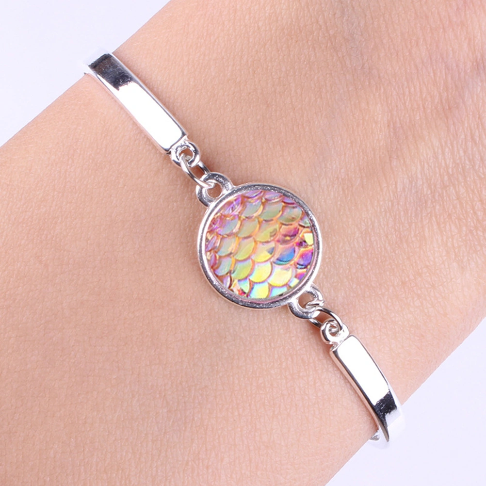 Mermaid Bracelet Bangle Fish Scale Bracelet Mermaid Jewelery Bracelet (Pink)