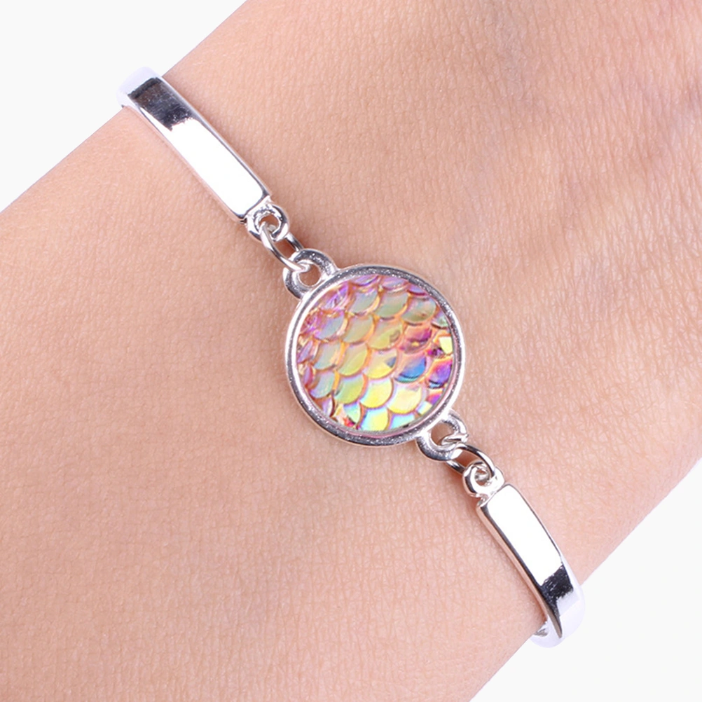Mermaid Bracelet Bangle Fish Scale Bracelet Mermaid Jewelery Bracelet (Pink)