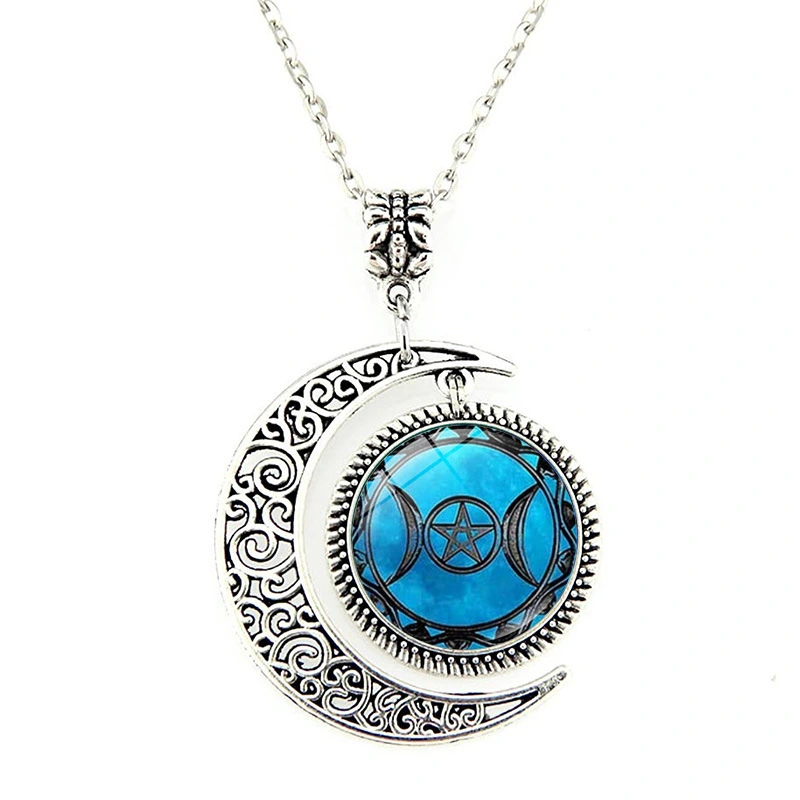 Women's Creative Moon Goddess Time Gem Necklace