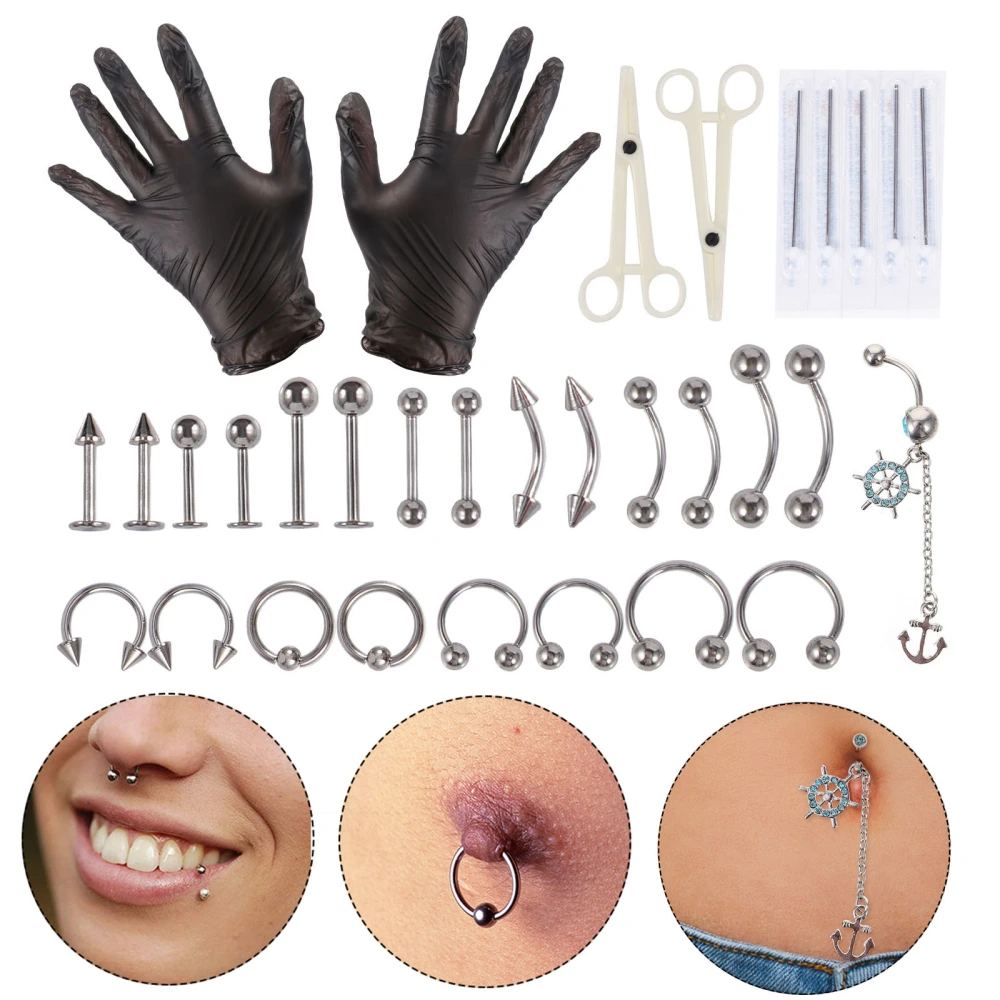 41pcs Piercing Decor Body Piercing Jewelry Disposable Puncture Tool for Decor