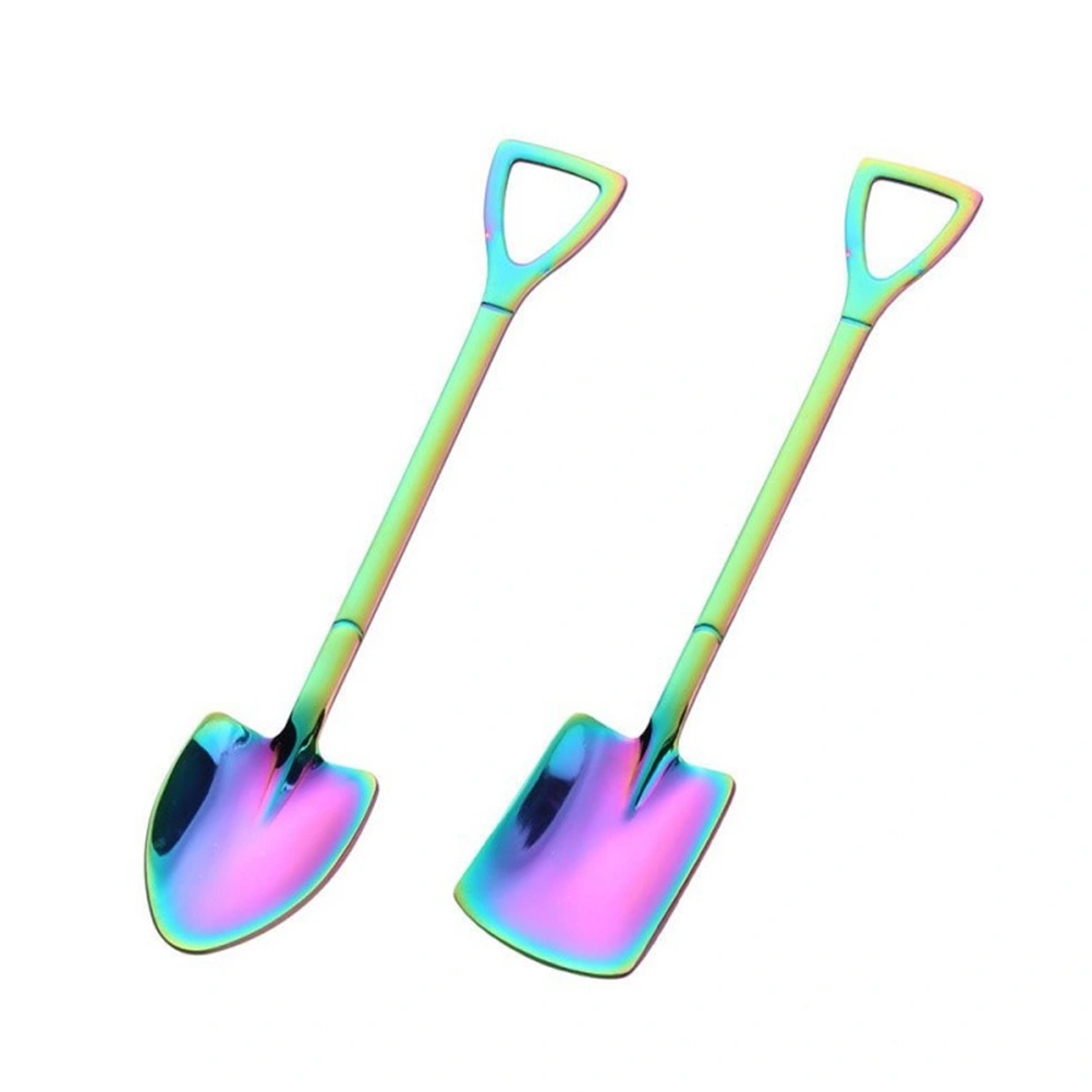 2pcs/Set Practical Stainless Steel Spoon Dessert Spoon Mixing Spoon Coffee Spoon