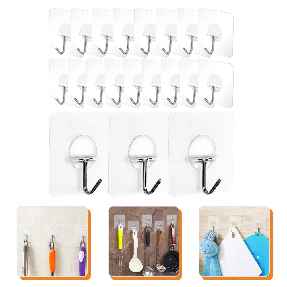 20pcs Wall Hook Adhesive Clothes Hook Heavy Duty Multipurpose Traceless Hook