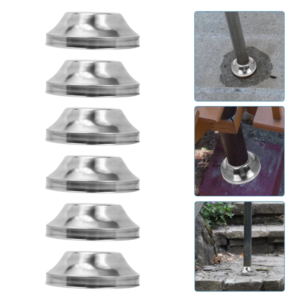 6pcs Round Base Floor Flange Railing Post Holder Galvanized Stainless Steel Railing Column