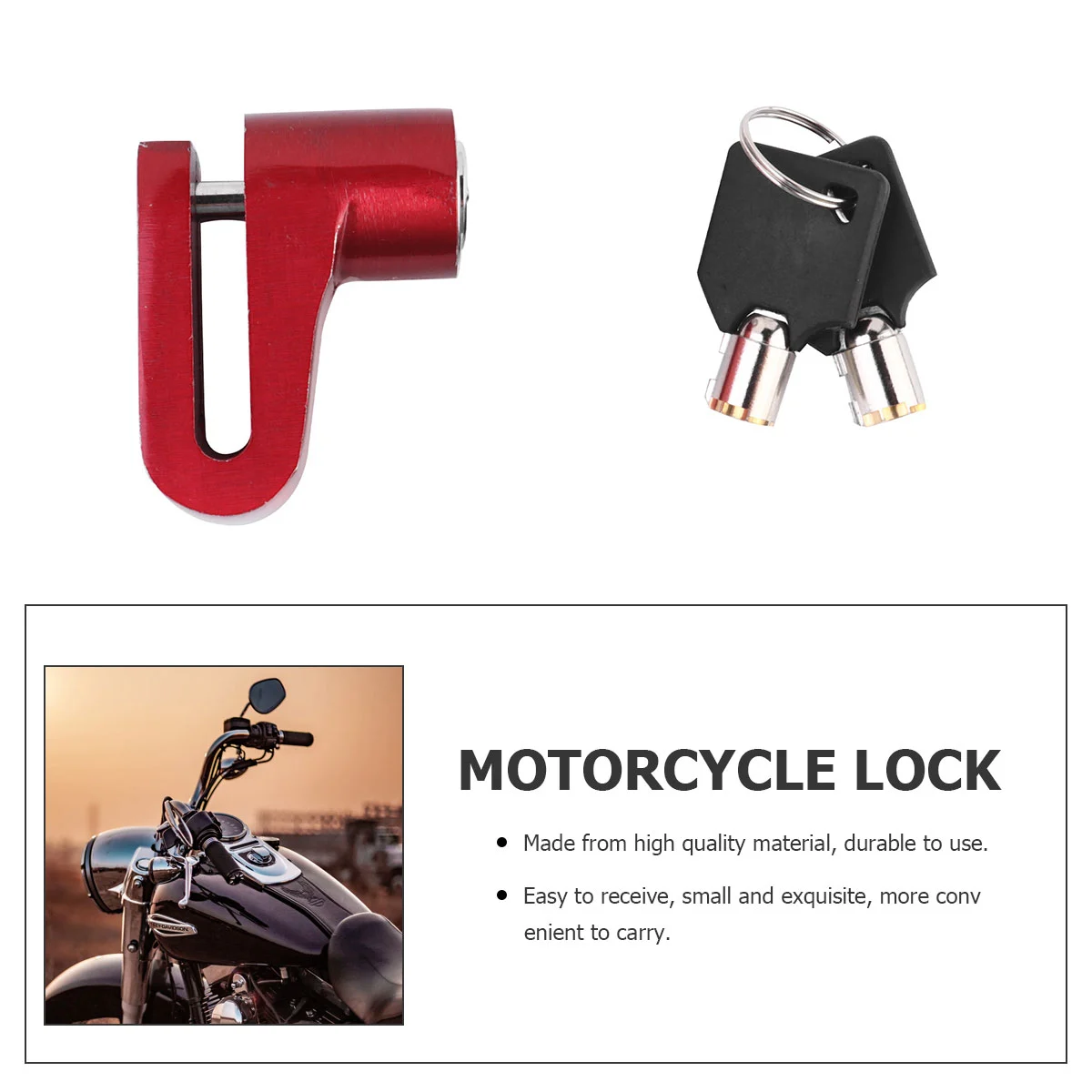 1Pc Motorcycle Lock Security Anti Theft Bike Disc Brake Lock Theft Protection Lock Core for Motorcycle Scooter Motorbike (Red)