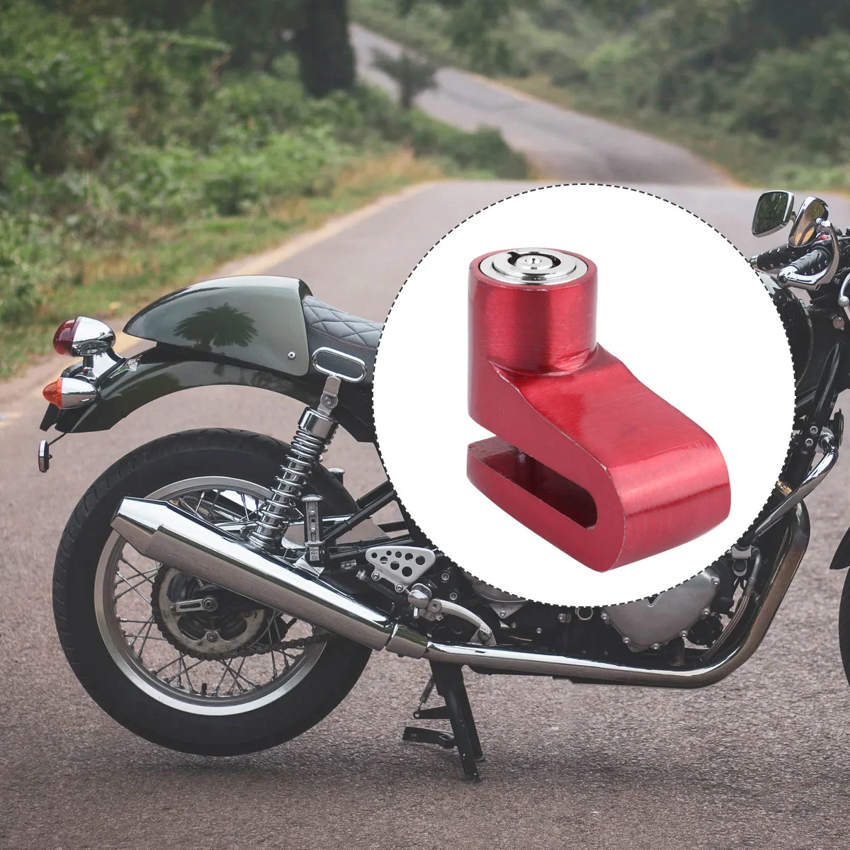 1Pc Motorcycle Lock Security Anti Theft Bike Disc Brake Lock Theft Protection Lock Core for Motorcycle Scooter Motorbike (Red)