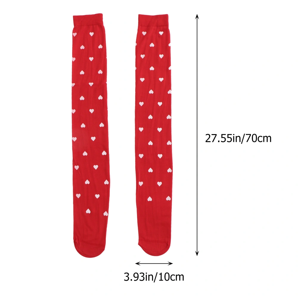 1Pair Heart Printing Stockings Women Thigh-High Stockings Clothing Accessory