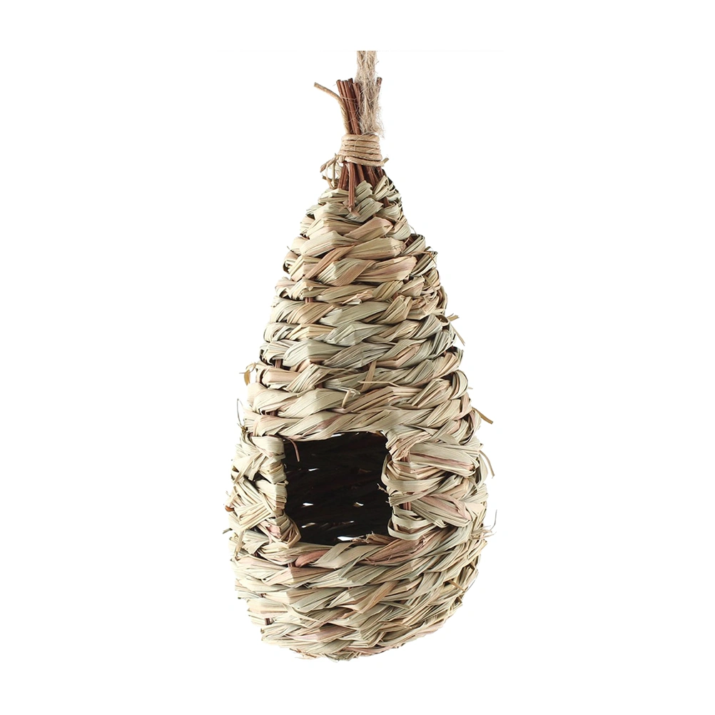 3Pc Natural Grass Woven Hanging Birdhouse Nest Handwoven Artificial Hanging Bird Nest for Parakeets Budgerigar and Small Pet