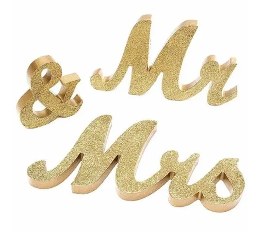 1 Set Wedding Valentine's Day Wooden Sign Mr & Mrs Table Decorations Desktop Centerpiece