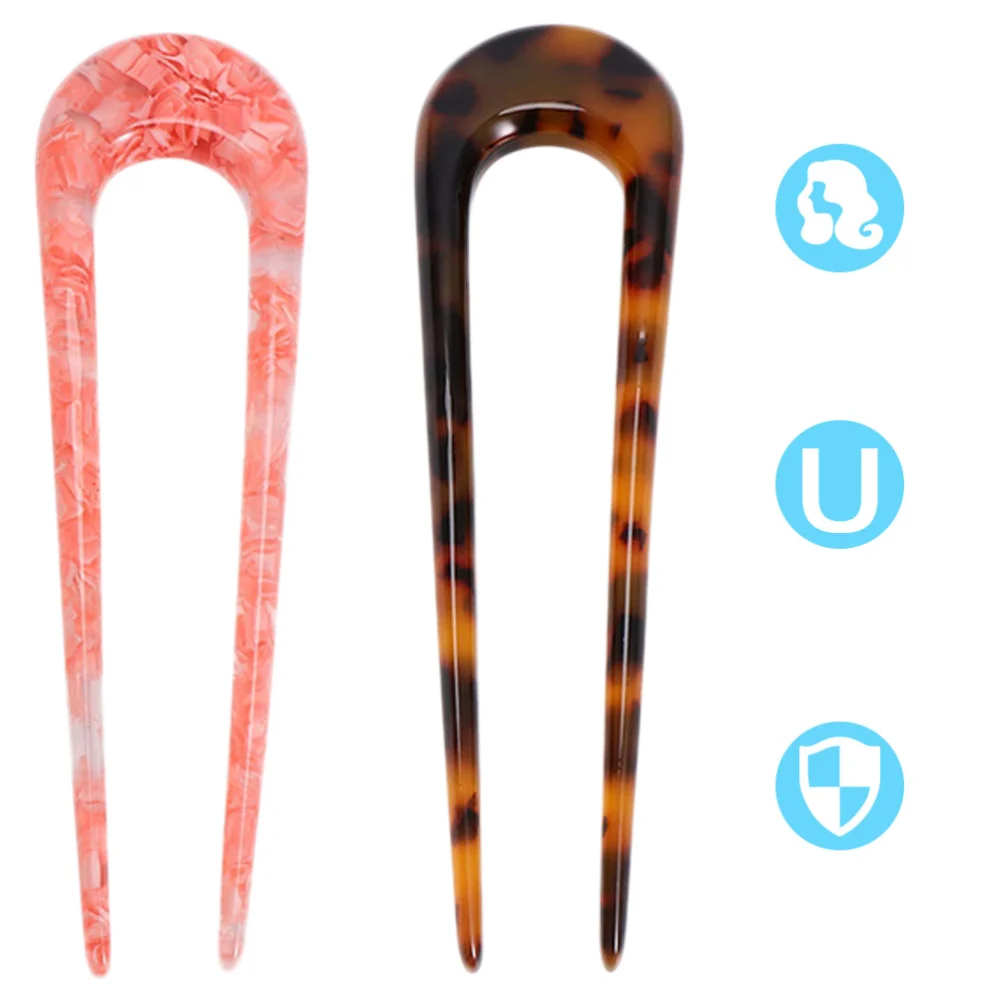 2pcs Wavy U-shaped Hairpin Acetic Acid Hairpins Beautiful Hair Accessory