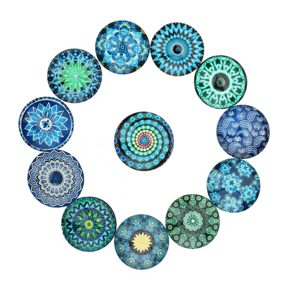 20pcs Colorful Round Glass Stickers DIY Patterns Jewelry Accessories Parts for Woman (Mixed Color 12mm)