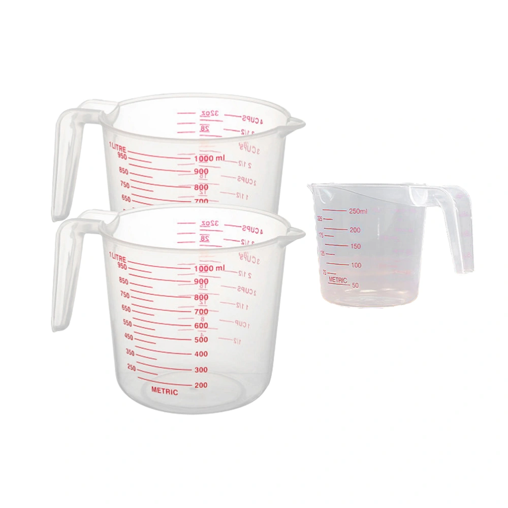 3 Pcs 1000ML 250ML Liquid Measuring Cups Baking Aceessory Kitchen Tool PVC Measuring Volumetric Beaker Tool with Scale