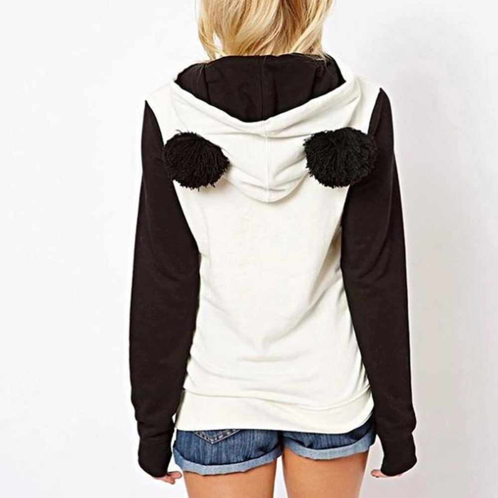 Womens Long Sleeve Fleece Pullover Hoodie Sweatshirts Warm Autumn Winter Panda Hoodies Tops - Size S