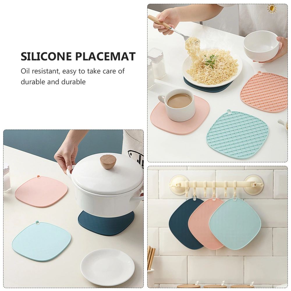 3pcs Silicone Square Pot Holder Mat Non-slip Placemat Heat Insulation Table Mat