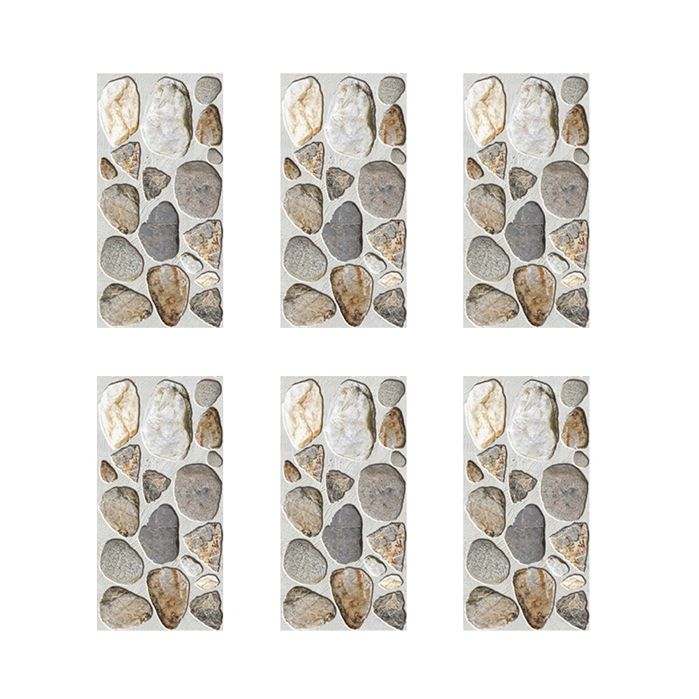 6Pcs Wall Paper Cobblestone Pattern Self-adhesive Tile Stickers (Assorted Color)