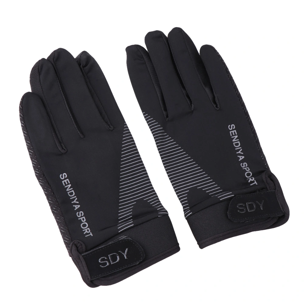 1 Pair Touch Screen Thin Golvse Anti-skid Long Gloves for Outdoor Sports Cycling Mountain Climbing (Black, Size M)