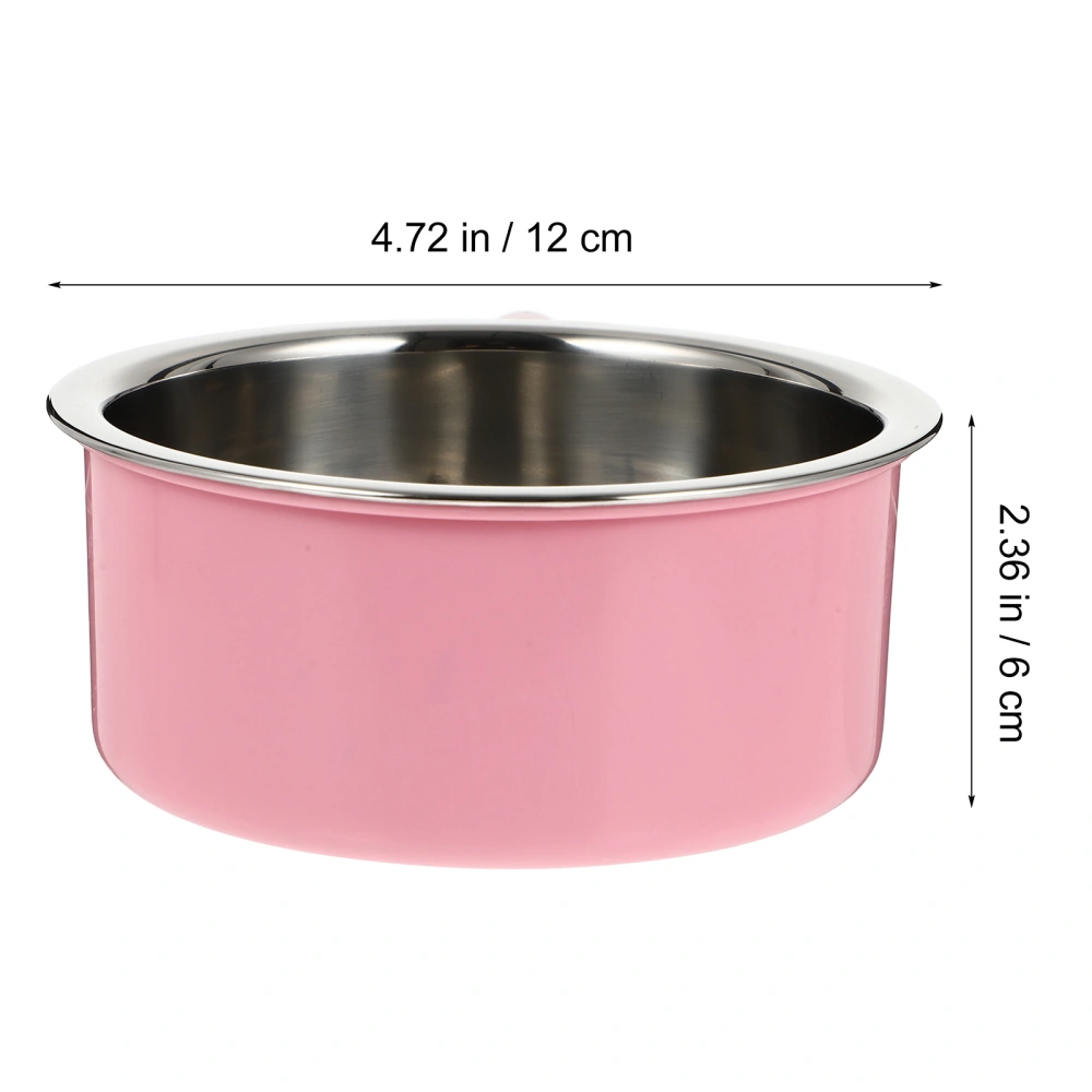 Stainless Steel Pet Feeder Hanging Food Feeding Bowl Pet Supplies for Dog Cat (Pink, Size S)