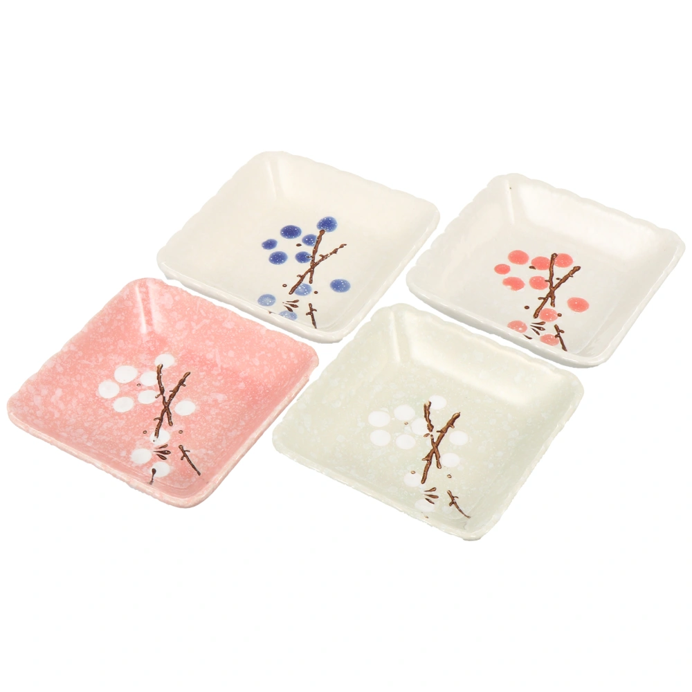 4 Pcs Practical Sauce Dishes Ceramic Seasoning Bowls Hand-painted Dipping Bowls