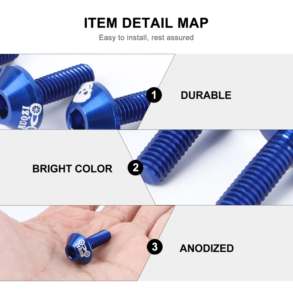 4pcs Mountain Bike Brake Screw Aluminum Alloy Foldable Cycling V Brake Bolts (Blue)