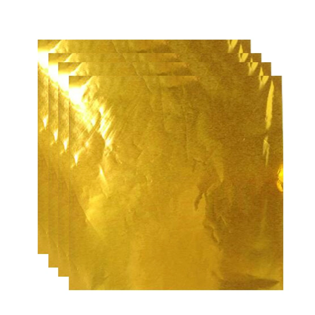 200pcs Aluminium Foil Paper Gold Foil Paper Wrapping Glossy Paper Gift Package for Packaging Chocolate (Golden)