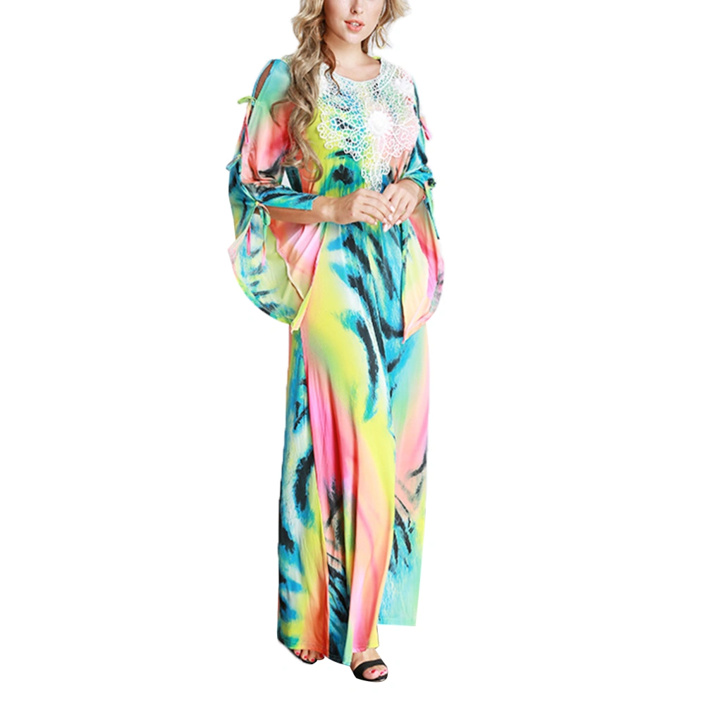 Maxi Dress Dubai Kaftan Half Sleeve Arabic Long Dress Middle Eastern Style Robe Size 7XL