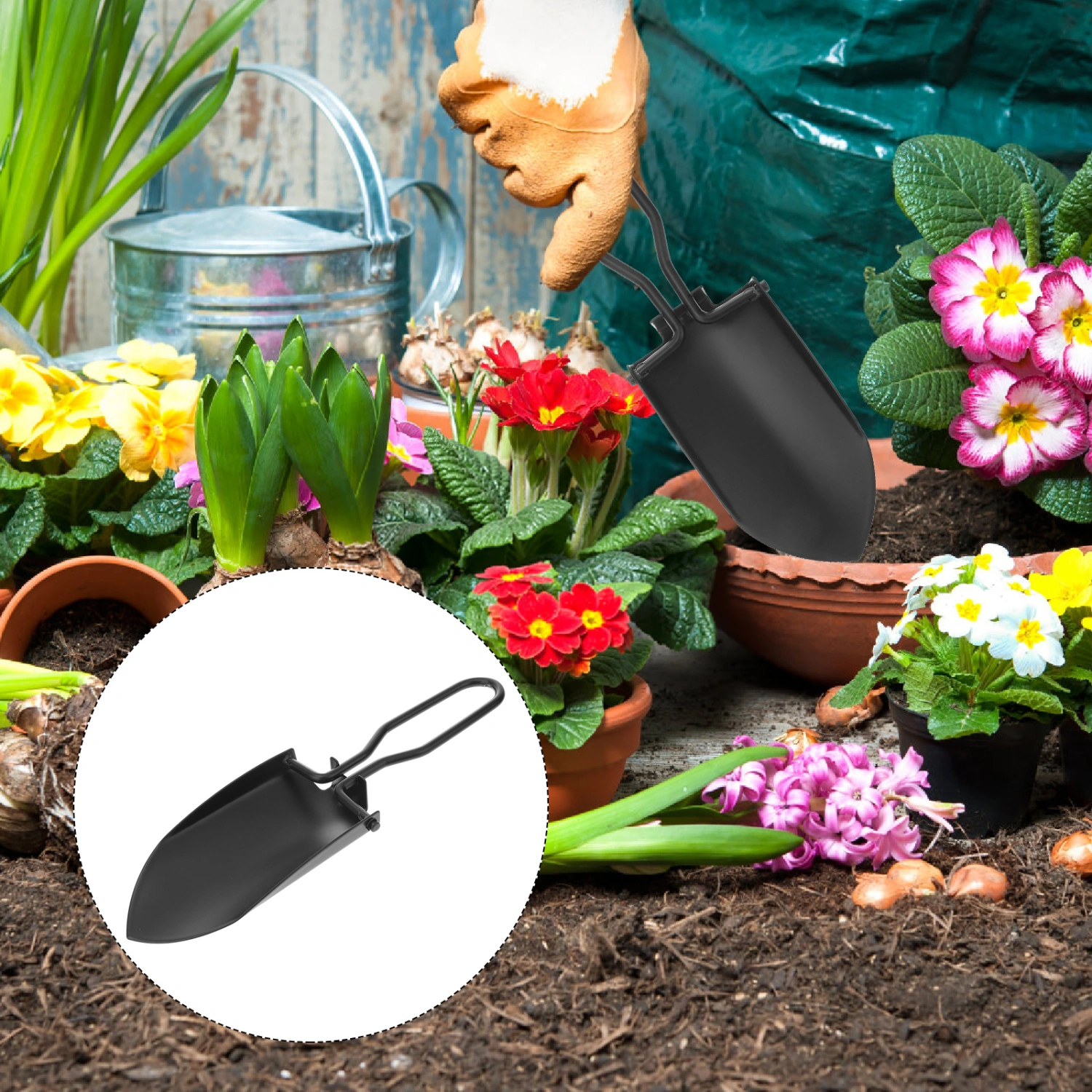 Foldable Gardening Shovel Outdoor Camping Shovel Garden Tool with Storage Bag