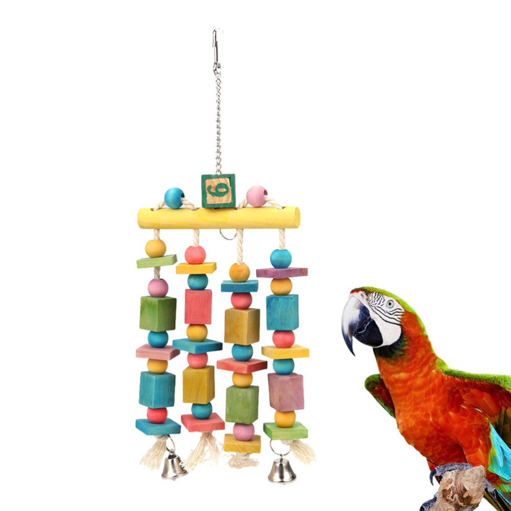 Parrot Cage Hanging String Colorful Bell Swing Playing Toy Bird Bite Toy Funny Stand Toy (Random Color)