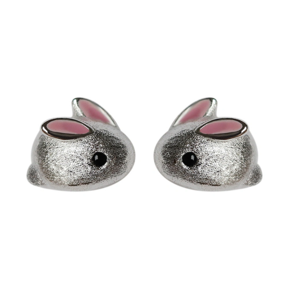 1 Par Adorable Earrings Delicate Rabbit Earbob S925 Silver Simple Ear Stud Creative Ear Jewelry for Woman Girl