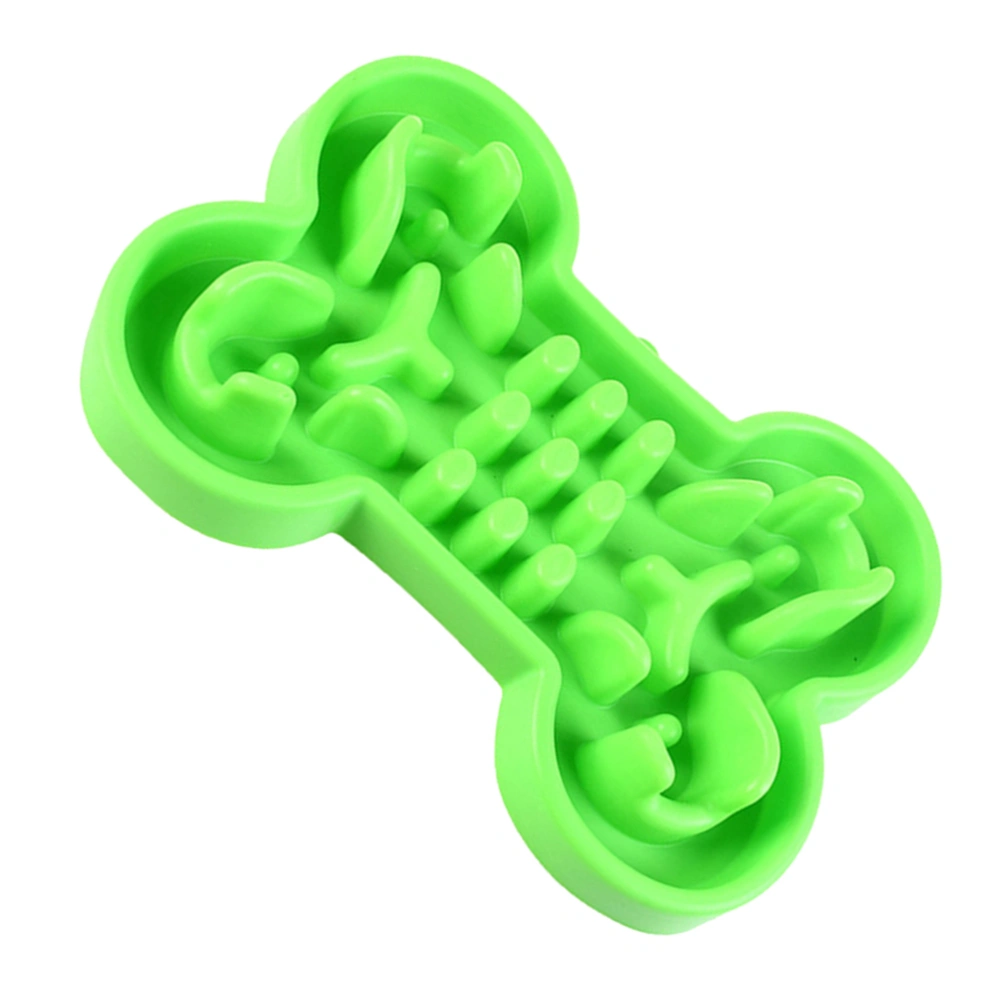 1Pc Bone Type Silicone Pet Slow Eating Feeder Puppy Slow Food Bowl Preventing choke Bowl Feeding Supplies (Green Size S)