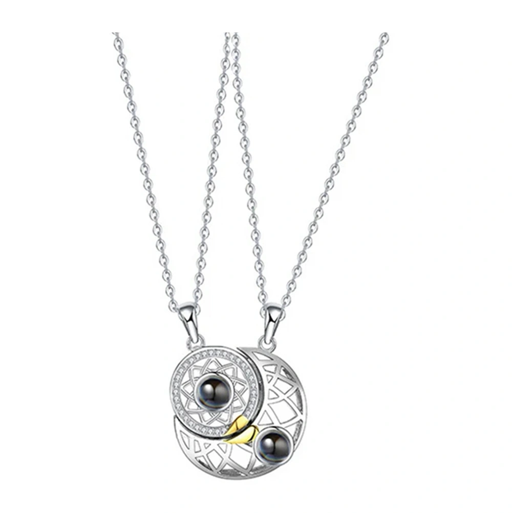 2pcs Couple Necklaces Projection Necklaces Moon Sun Love Matching Necklaces
