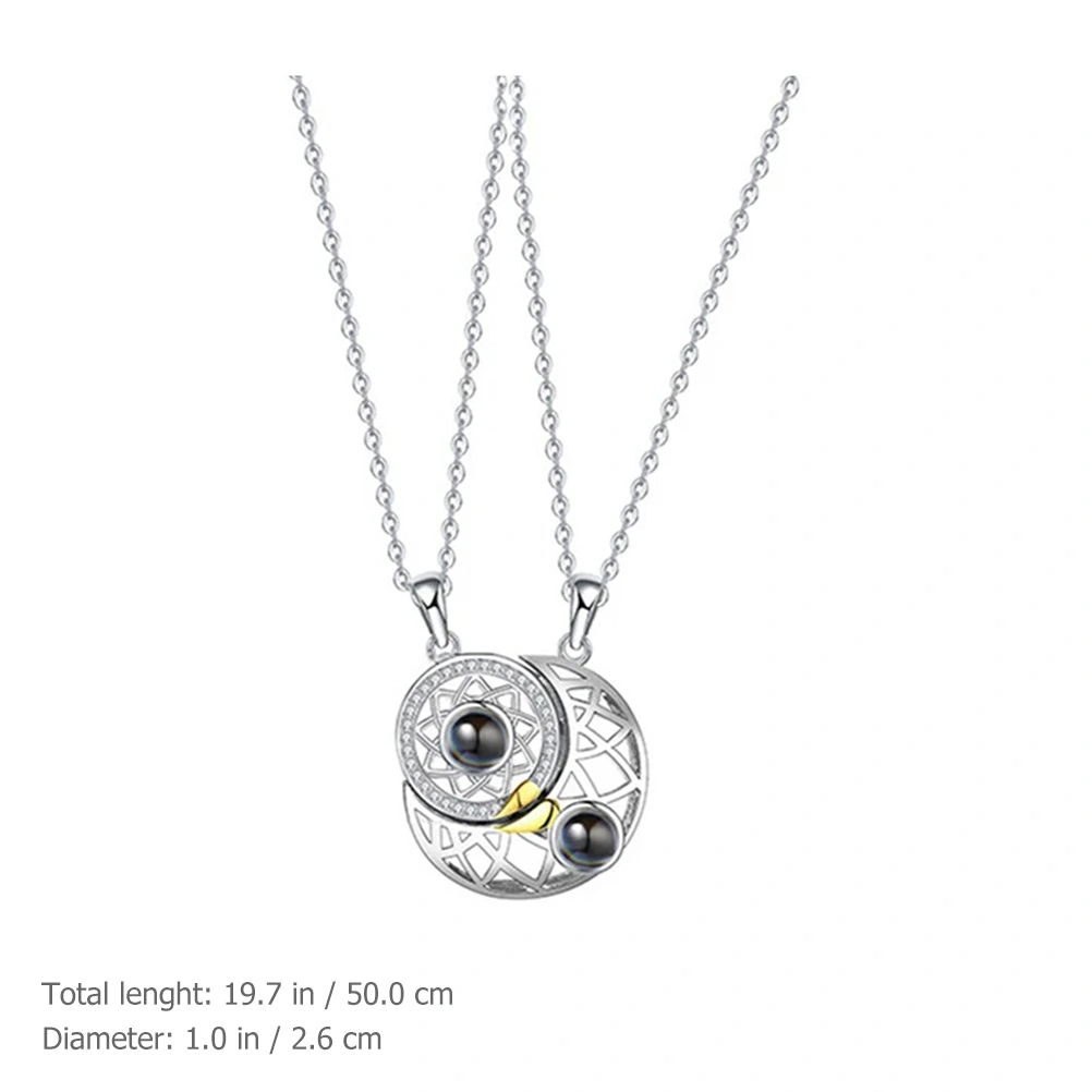 2pcs Couple Necklaces Projection Necklaces Moon Sun Love Matching Necklaces