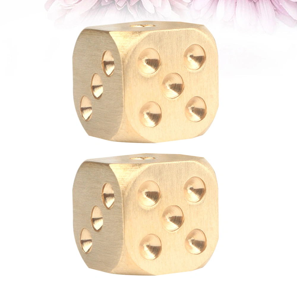 2pcs 15x15x15mm Brass Solid Dices Metal Dices Mahjong Sieve Entertainment Pub Bar Supplies