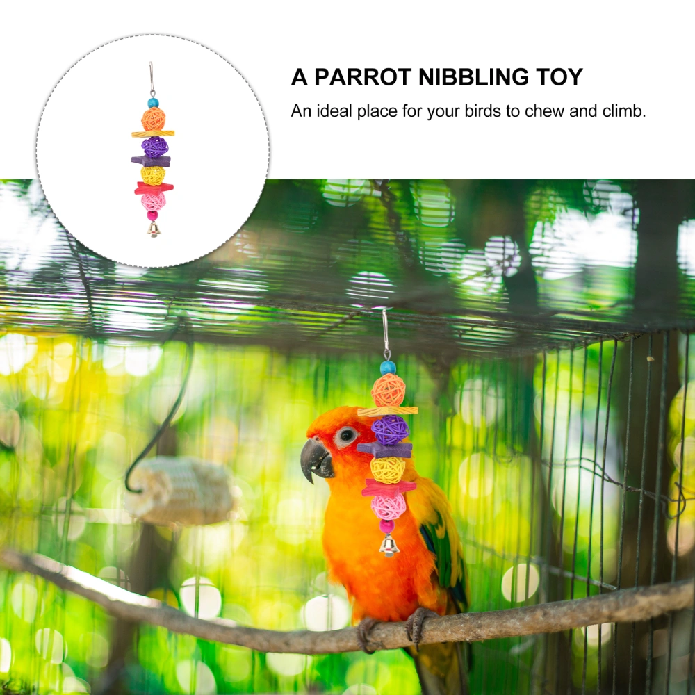 1 Set/7pcs Wooden Bird Toy Parrot Chew Toy Bird Funny Entertainment Hanging Toy