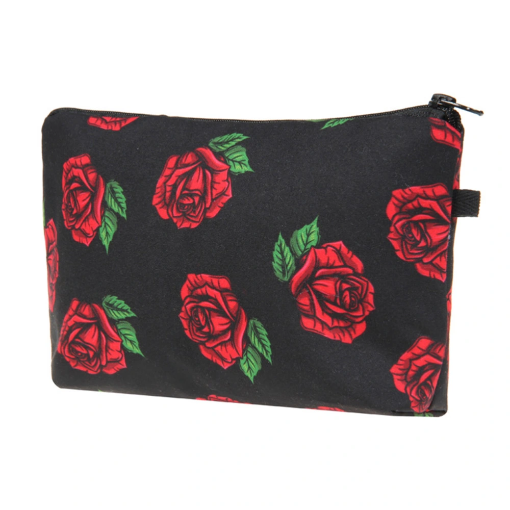 Stylish Rose 3D Printed Multi-use Travel Organizer Small Zipper Cosmetic Storage Bag Makeup Pouch