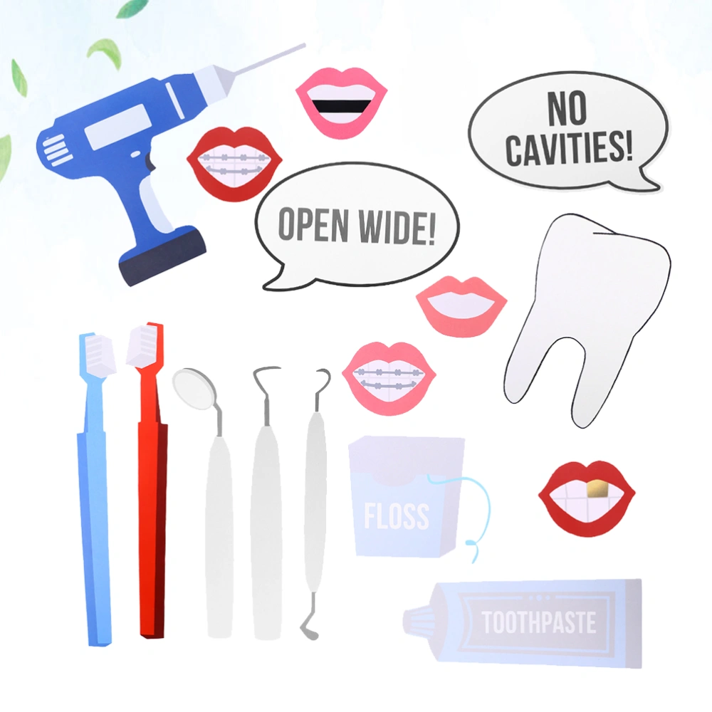 32pcs Dentist Design Photo Booth Props Tooth Photobooth Kits Dress Up Decoration Party Funny Accessories Party Layout Supplies