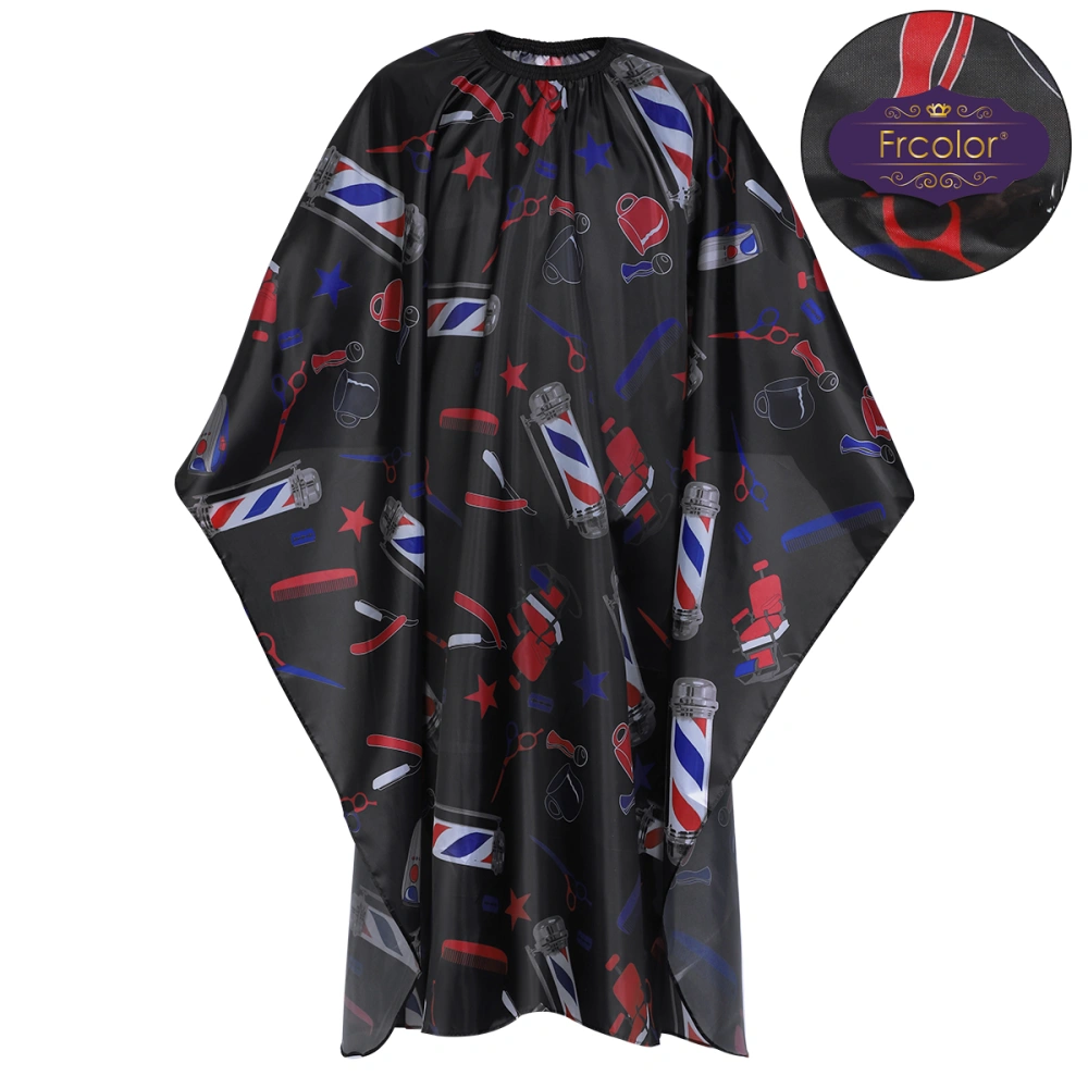 Frcolor Waterproof Cloth Prined Salon Haircut Cape Hairdressing Barber Wai Cloth Hair Stylist Gown Apron (Black)