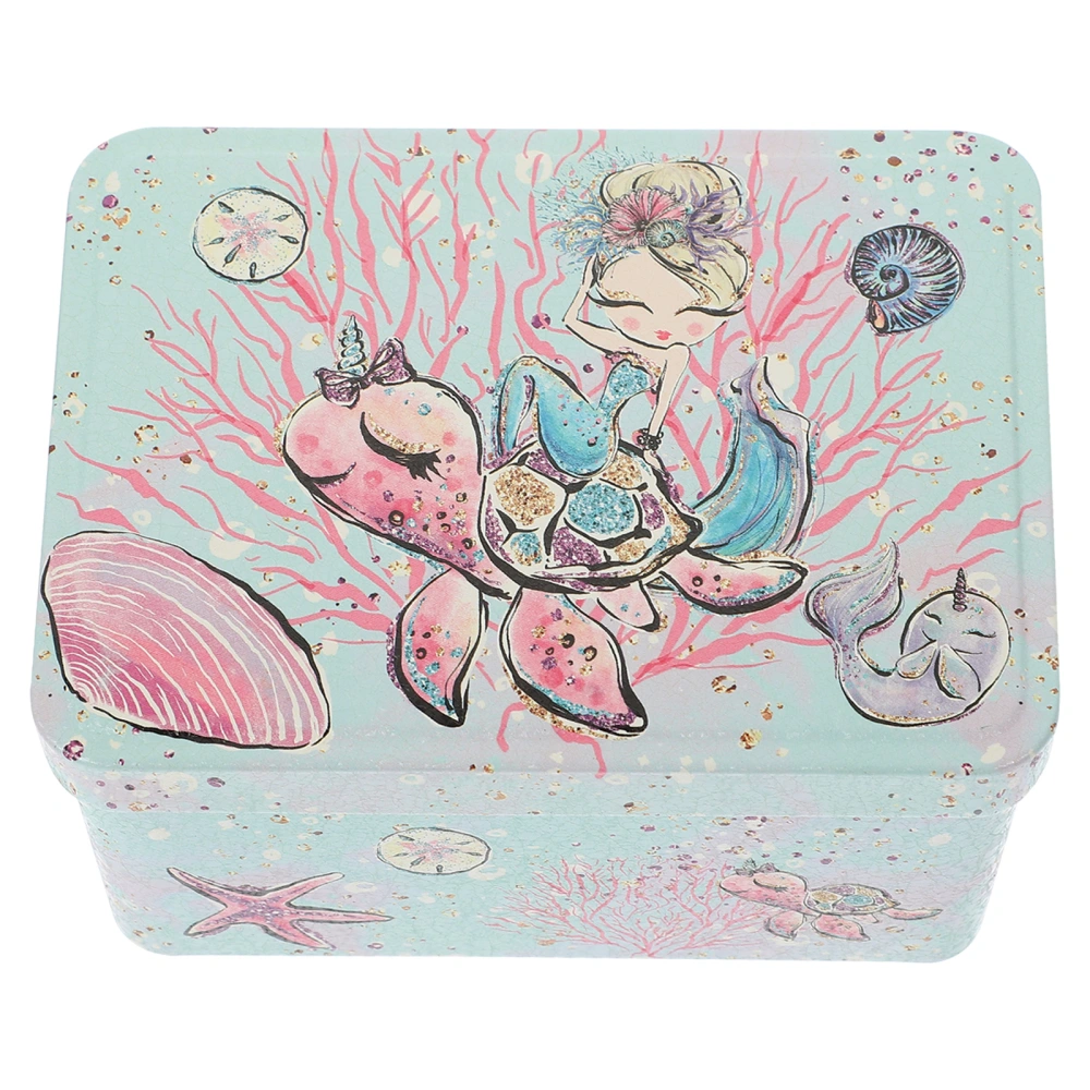 Empty Rectangular Shaped Tinplate Cookies Storage Box Candy Storage Container