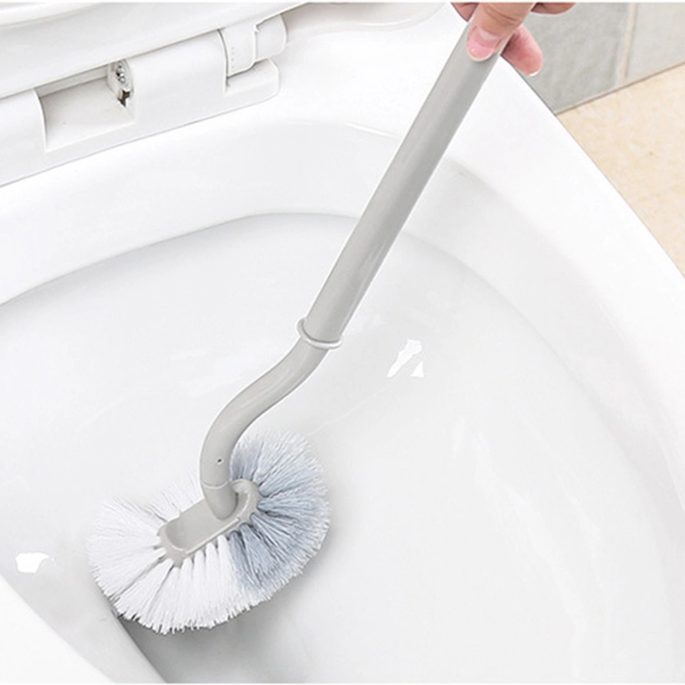 2pcs Bristle Toilet Brush Long-handled Lavatory Brushes Scrubber for Toilet Bathroom (Grey)