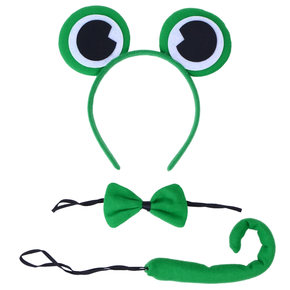 3Pcs Kids Ears Headband Bow Ties Tail Set Party Cosplay Costume (Frog)