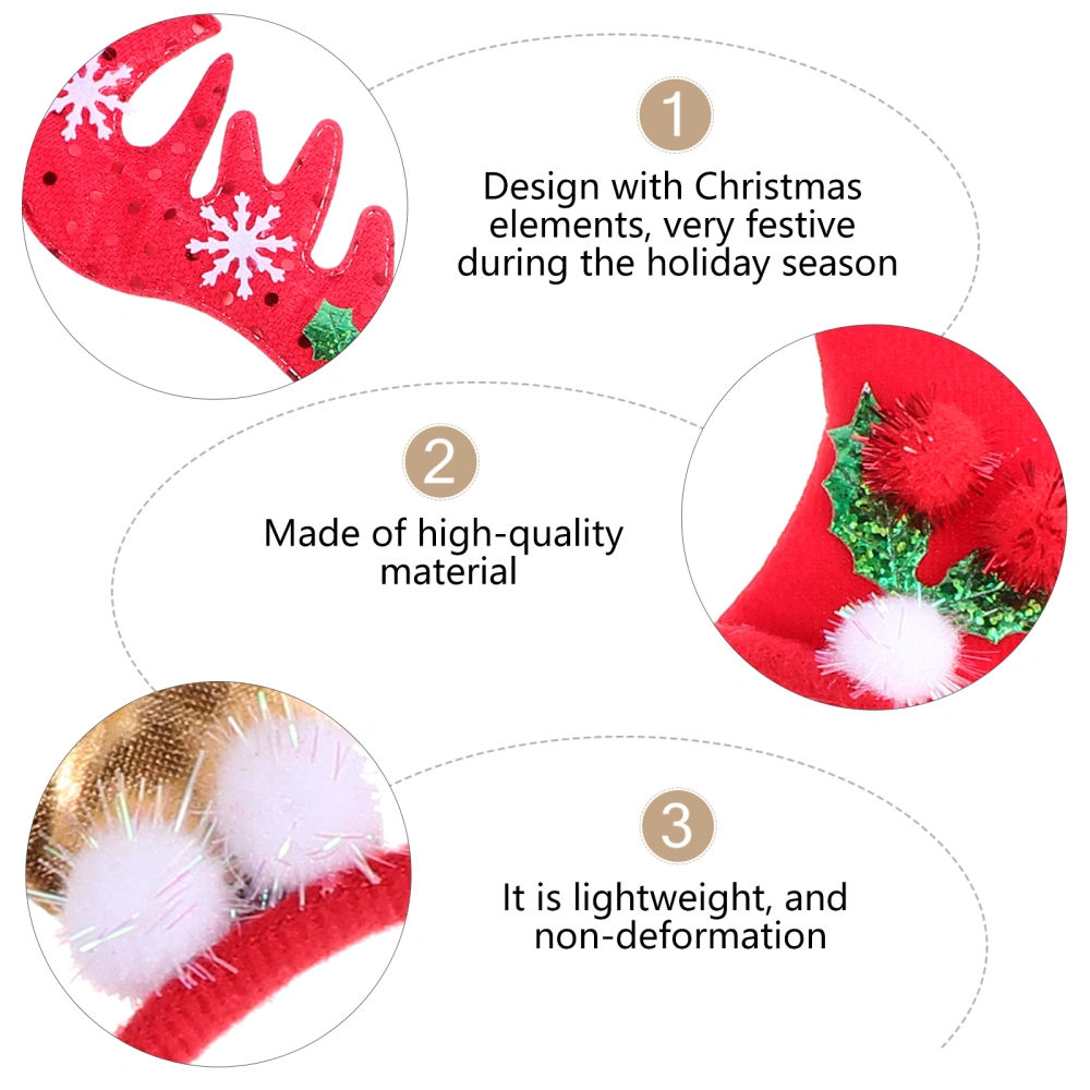 3pcs Christmas Themed Reindeer Headbands Antler Hair Hoops Hair Accessories