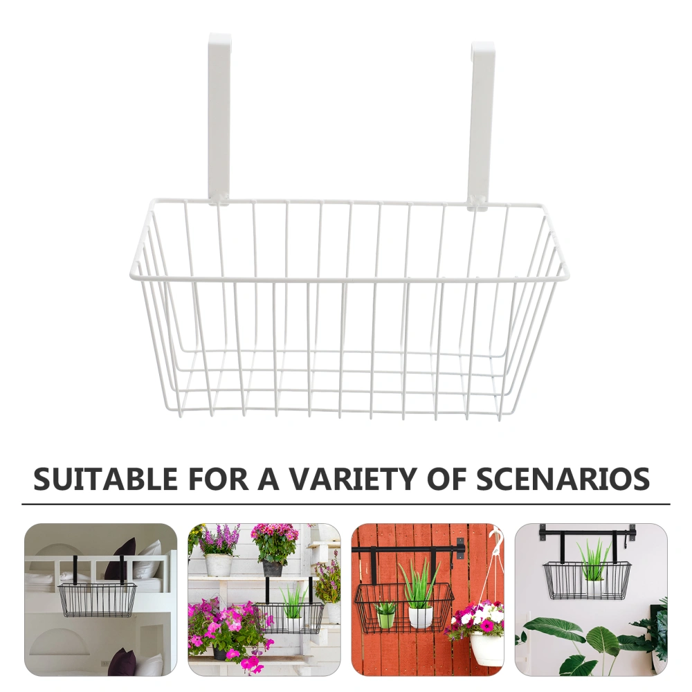 1pc Iron Art Multifunctional Storage Basket Iron Flower Pot Holder  (White)