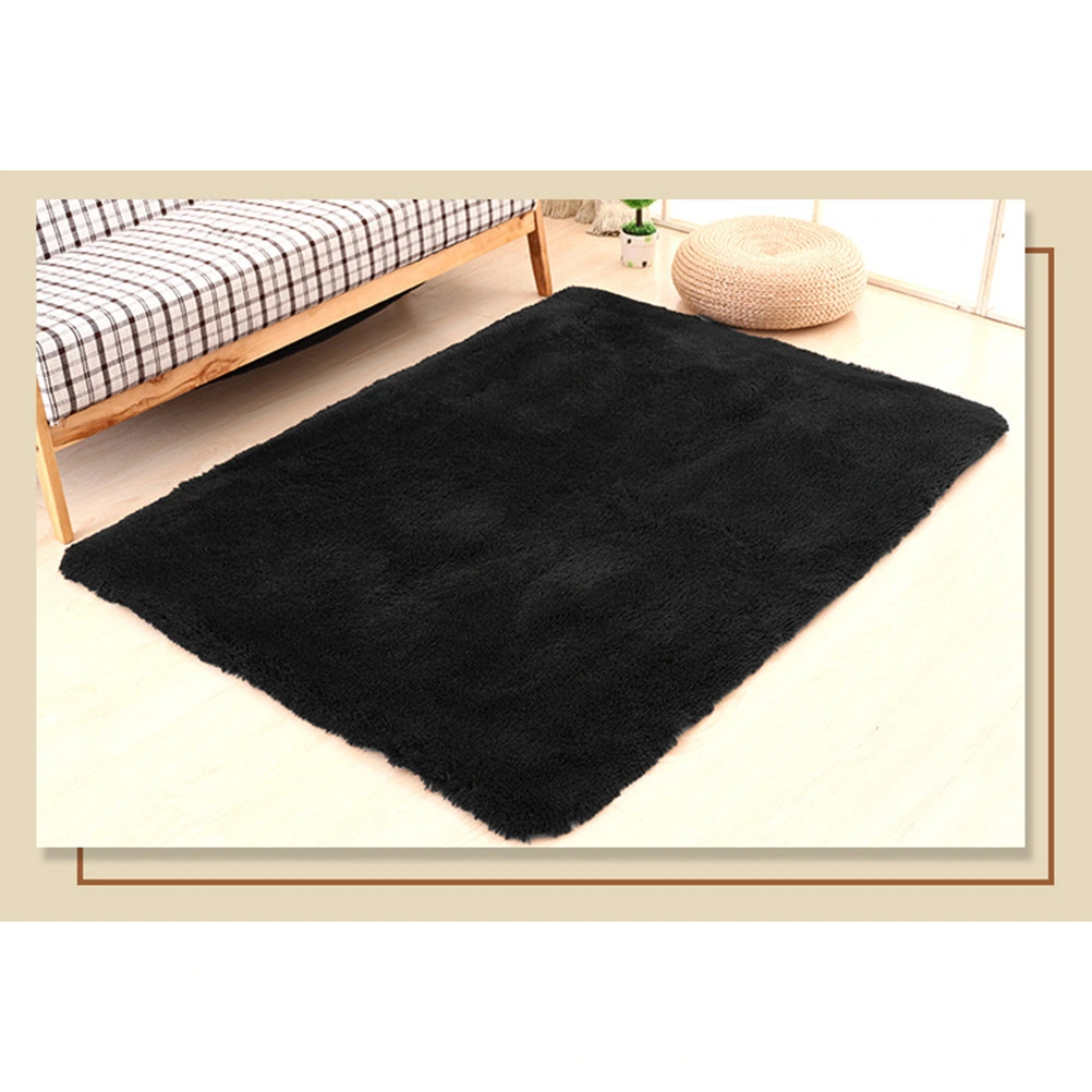Modern Rugs Living Room Carpet Bedroom Rug for Children Play Solid Home Decorator Floor Mat Carpet 40x60cm (Black)