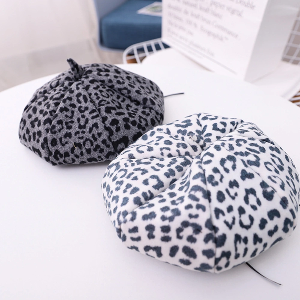 1Pc Leopard Children Beret Fashionable Casual Painter Creative Warm Hat