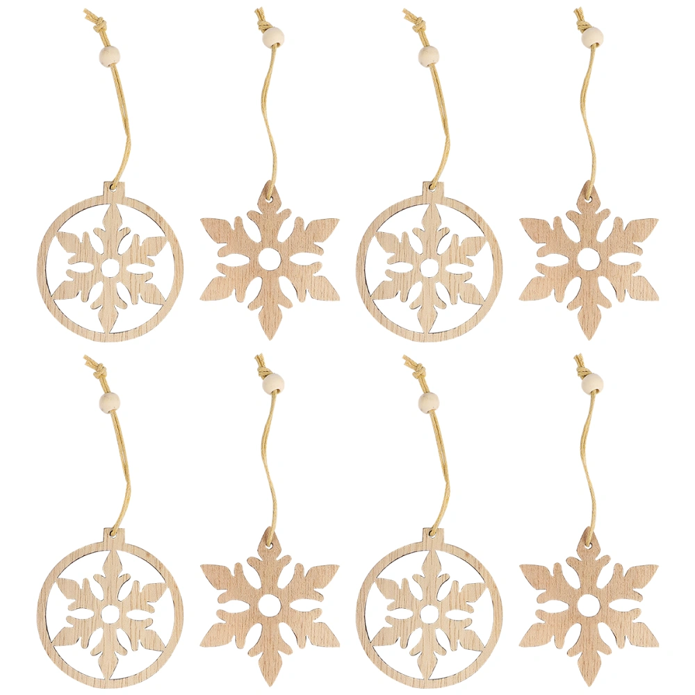 1 Set Snowflake Shaped Wooden Hanging Ornament Decoration Pendant with String