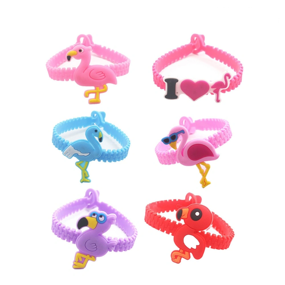 12pcs Children Flamingo Style Bracelet Colorful Wristbands Decoration Kids Bracelet Hand Rings for Gifts Birthday Party Favor Supplies Novelty Toys and School Rewards