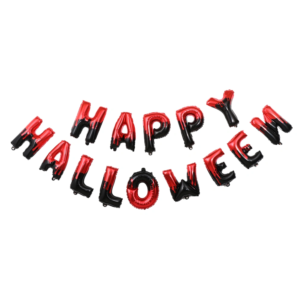 Happy Halloween Balloons Banner Foil Letter Balloons Party Decor (Black Red)