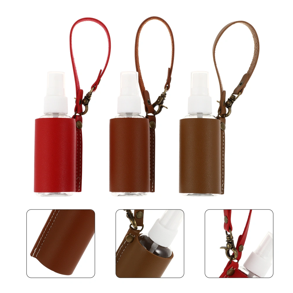 3sets Small Spray Bottles Pendants Liquid Container Key Ring Sanitizer Cases