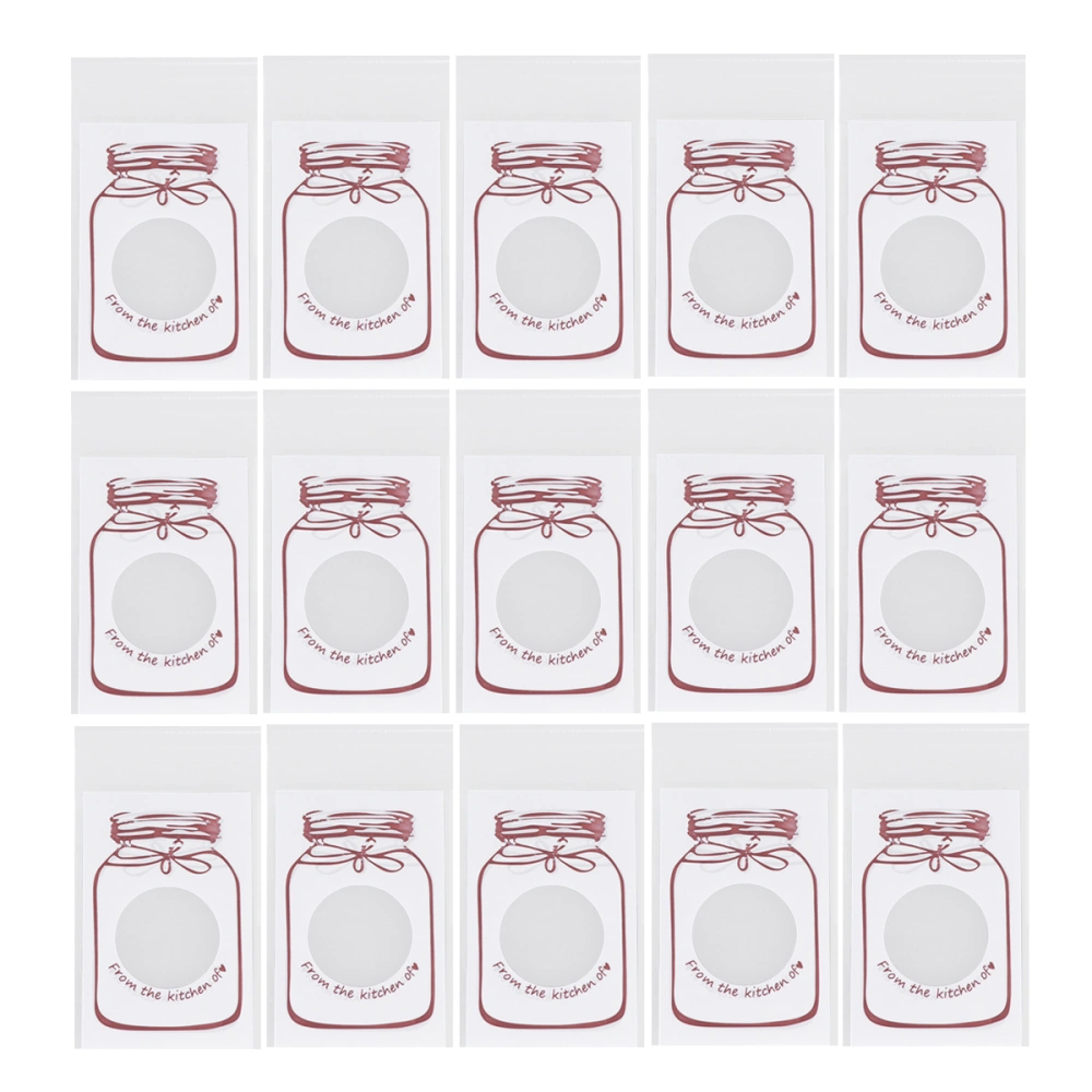 300pcs Bottle Pattern Self-sealing Plastic Bags Food Packaging Bag Pouch for Candy Cookie (White Jar)