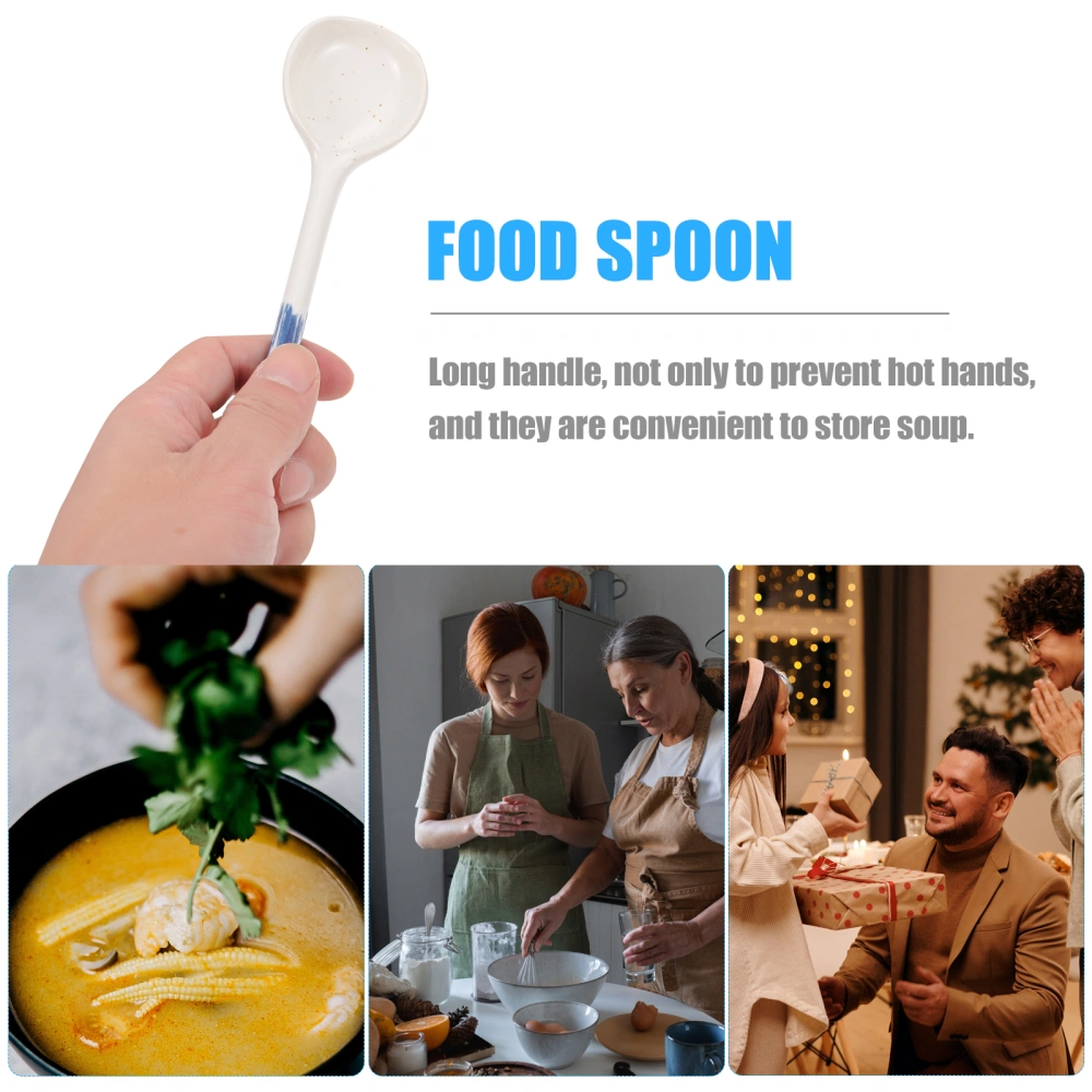 2pcs Japanese Style Soup Spoons Household Ceramic Food Spoons Rice Spoons