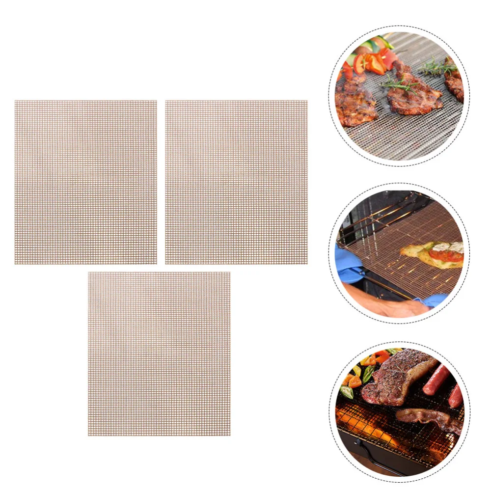 3 Pcs Heat Resistant BBQ Pad Barbecue Grill Sheet Barbecue Mesh Bag for Indoor